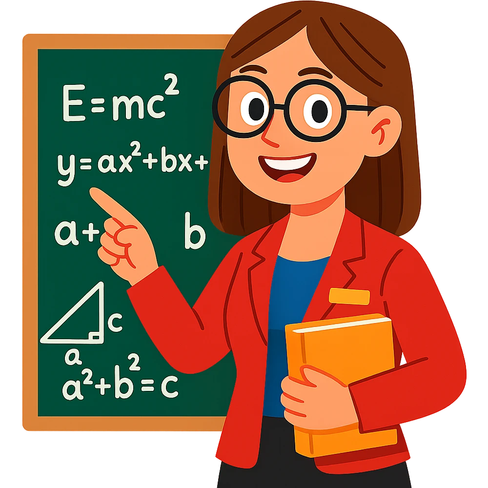 female math teacher, brown straight hair, Caucasian, vibrant toon style emoji