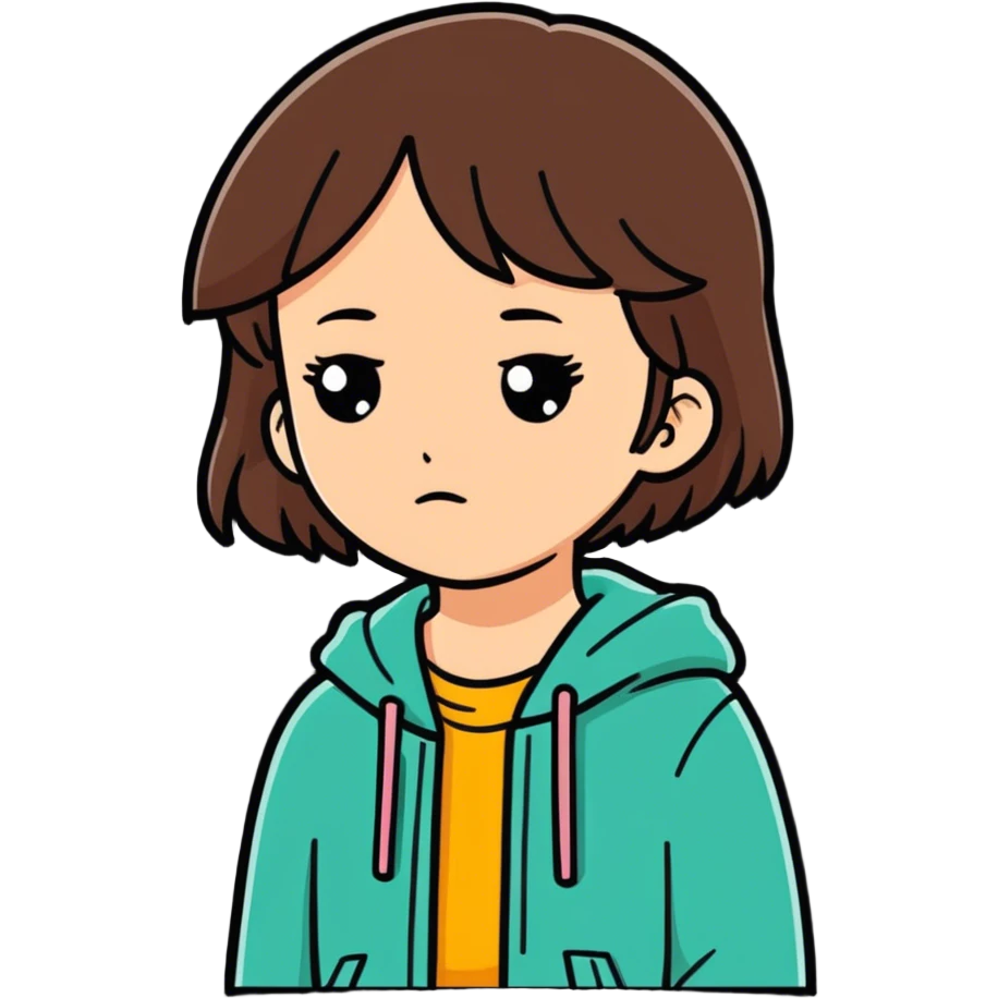 Sick girl with brown hair emoji