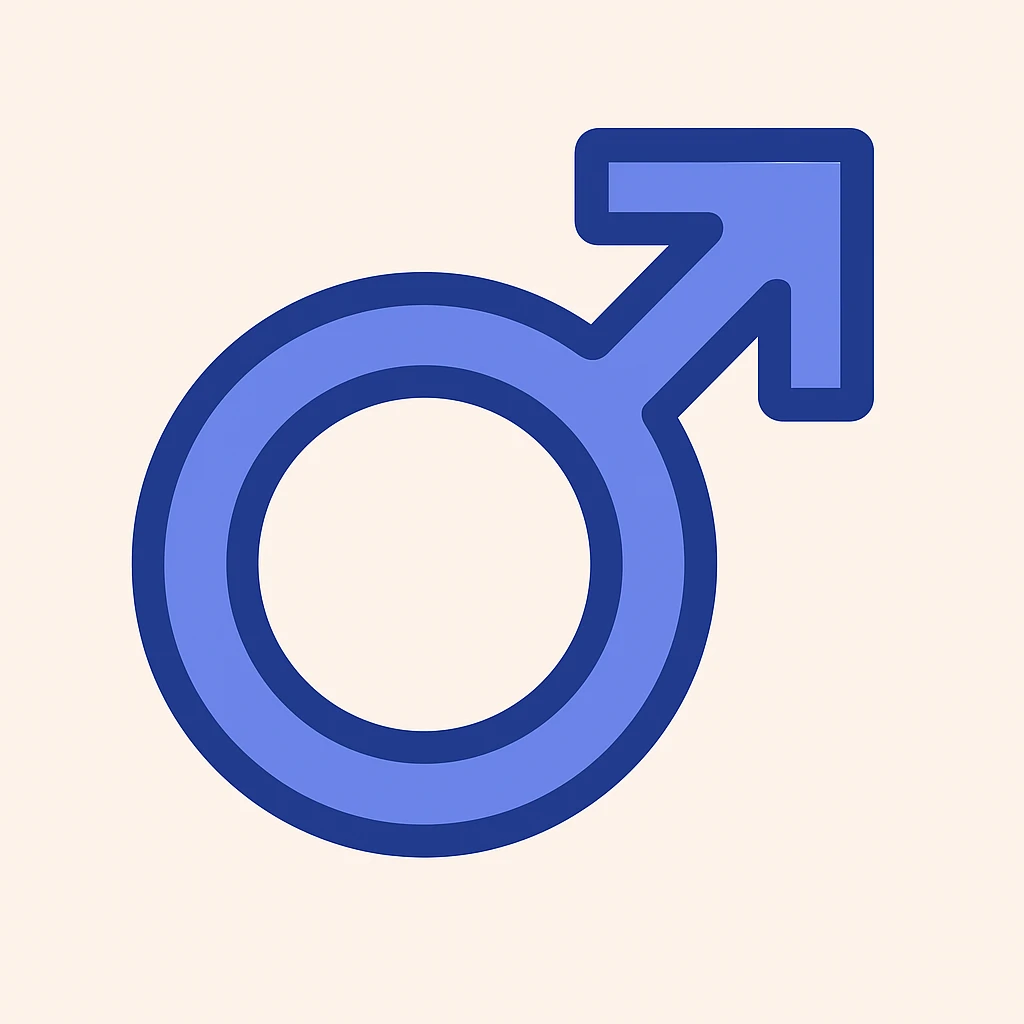 Create a minimal male gender symbol emoji in flat blue style, suitable for a Discord role icon. Keep the design simple and clear, emphasizing the male gender symbol with clean lines and a flat blue color palette. emoji