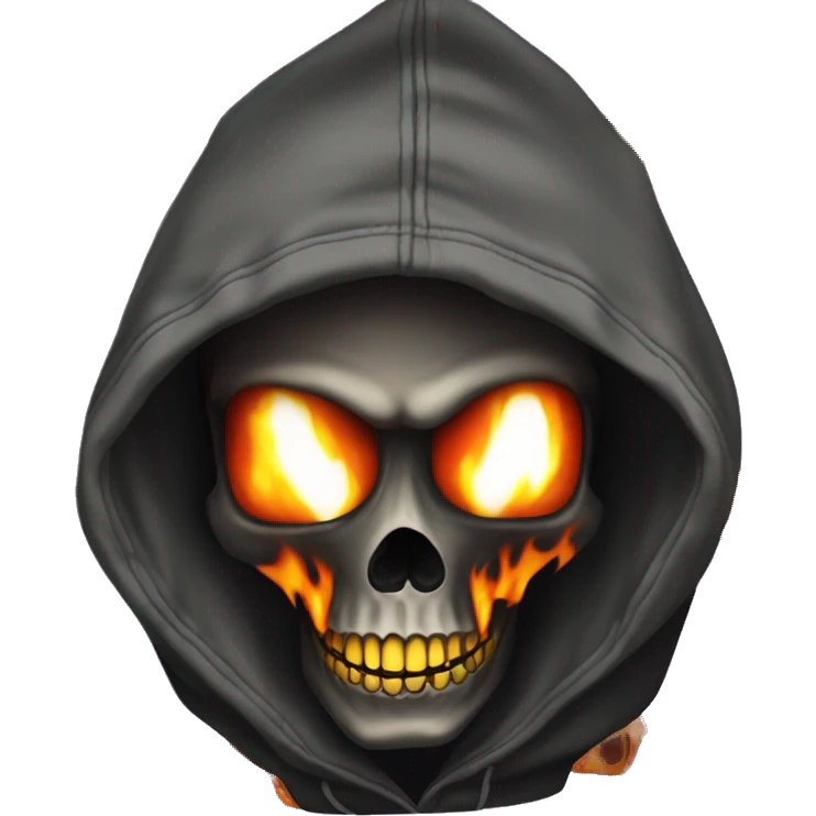 Skull with bape hoodie with flames in background emoji