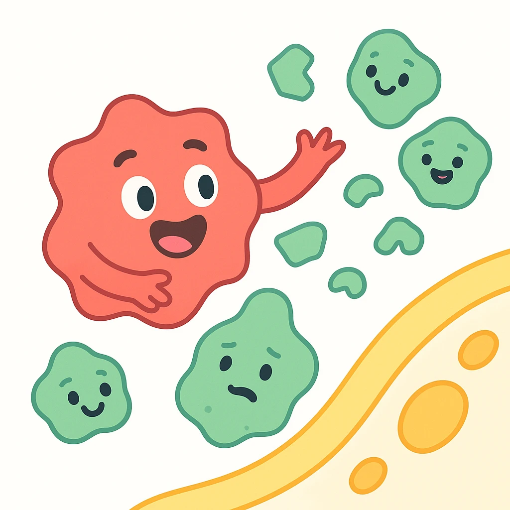 Ultra-detailed emoji-style illustration of enzyme digestion: Red amylase breaking green starch into sugars near a yellow cell membrane. Clean white background, no text. Scientific but simple, cartoon-exact shapes emoji