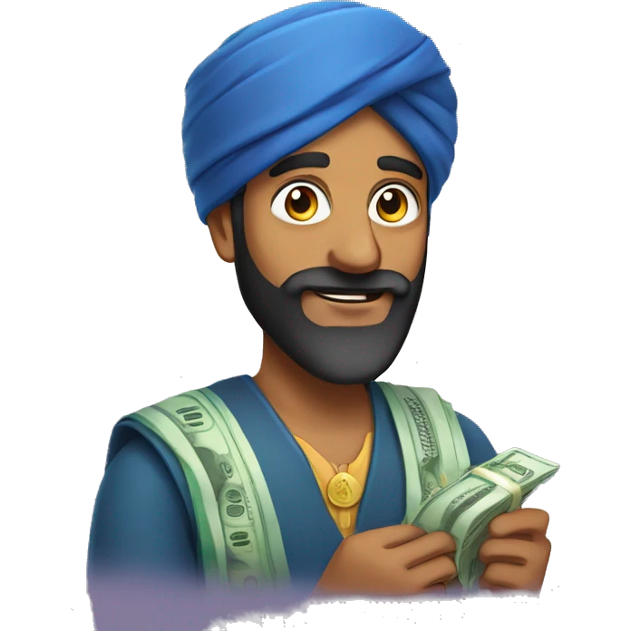 Indian man with beard and money in hand  emoji