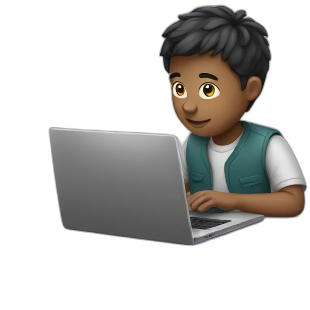 Boy working on laptop emoji