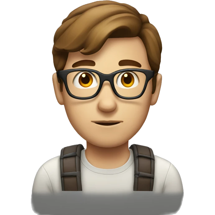 white nerd with brown hair waiting emoji