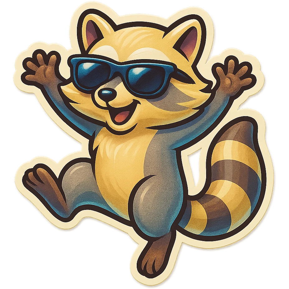 Very Light Blonde cool raccoon jumping  emoji