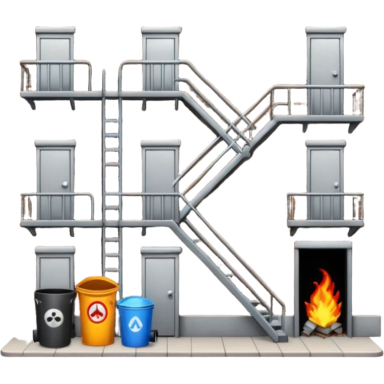 urban alley with simplified background buildings, emoji style emoji