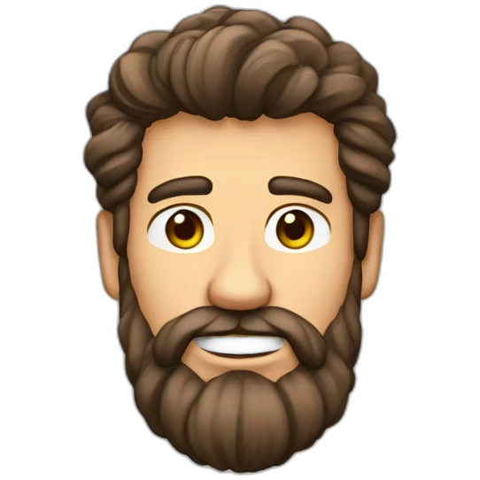 Hombre moreno con capello corto ondulado canoso, barba canosa emoji