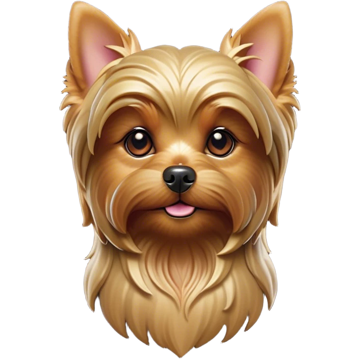 Cinematic Noble Yorkshire Terrier Portrait Emoji, Exuding refined charm and dignified poise, with a lustrous, silky fur in rich, deep hues, alert eyes and a confident expression, simplified yet exquisitely detailed, glowing with a soft, aristocratic radiance, high shine, embodying intelligent grace and classic elegance, soft glowing outline, capturing the essence of a regal Yorkshire Terrier ready to rule the screen with effortless sophistication! emoji