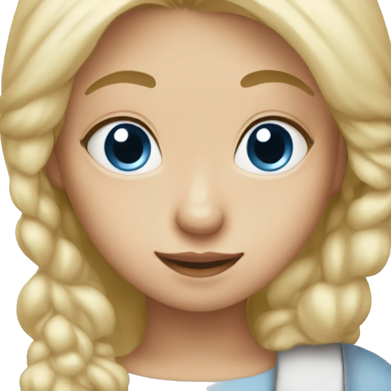 Blonde girl blue eyes holding spitz  emoji