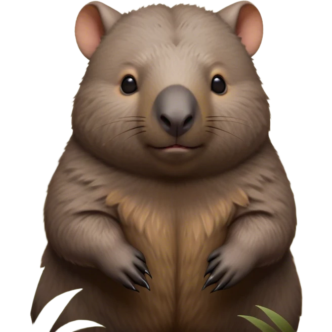 Cinematic Noble Wombat Portrait Emoji, Poised and regal, with a stout, muscular build and a dense, shaggy fur of earthy brown, deep-set soulful eyes with a hint of gruff wisdom, Simplified yet sharp and sophisticated features, highly detailed, glowing with a warm, dignified glow, high shine, intelligent and sturdy, stylized with an air of bushland majesty, focused and attentive, soft glowing outline, capturing the essence of a watchful and confident burrower, so majestic it feels as though it could plod out of the screen with effortless authority! emoji