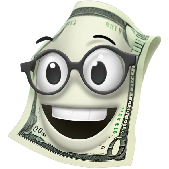 An alive dollar bill excited to do his taxes emoji