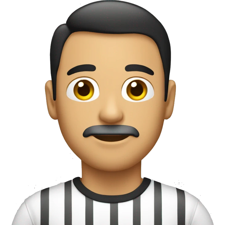 hombre con camiseta blanca con rayas y antifaz negro emoji