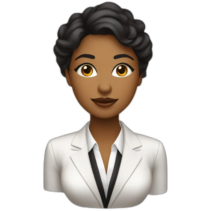 mujer de piel morena ojos marrones pelo negro con traje formal emoji