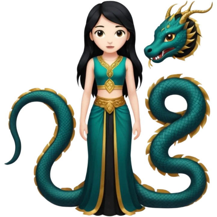 naked girl whole figure together with the nagas stant att attetiont emoji