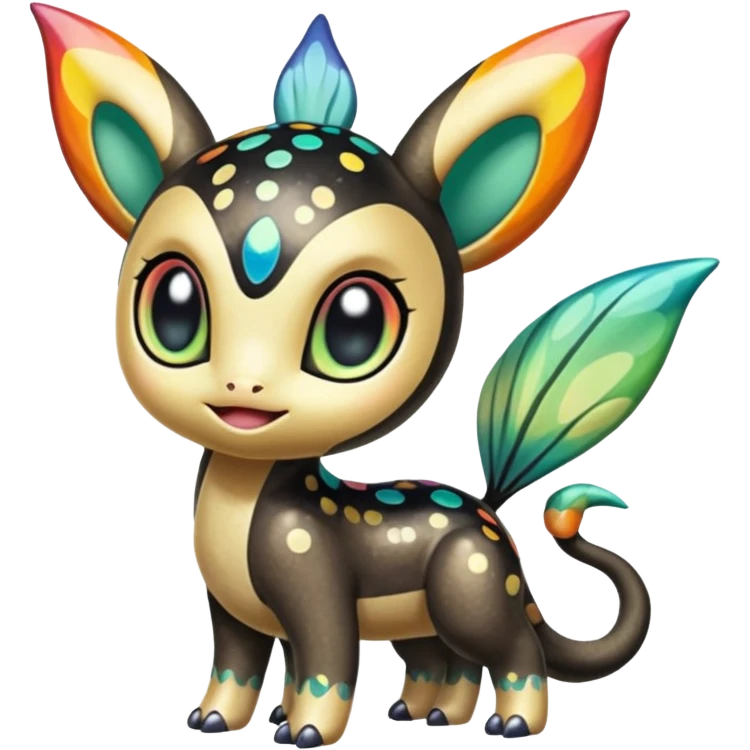 Colorful Exotic Striped Spotted Dotted dusted Glossy Shiny Meloetta-Vernid-Trico-Toothless-Kirby-Fakémon-creature-hybrid emoji
