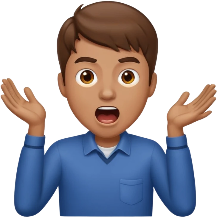 man sitting at a table, shouting, working, energetic emoji