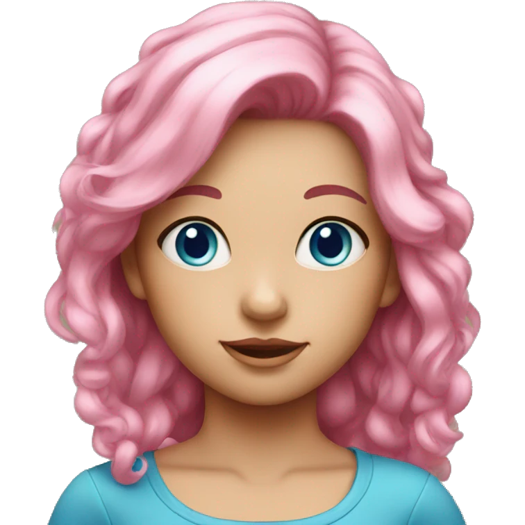 A girl with pink hair and blue eyes emoji