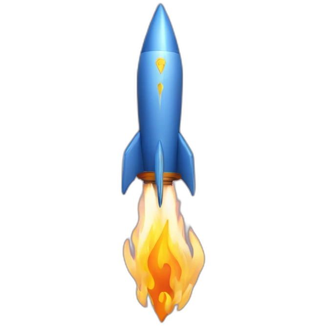 rocket with flame shaped as Ukrainian trident emoji