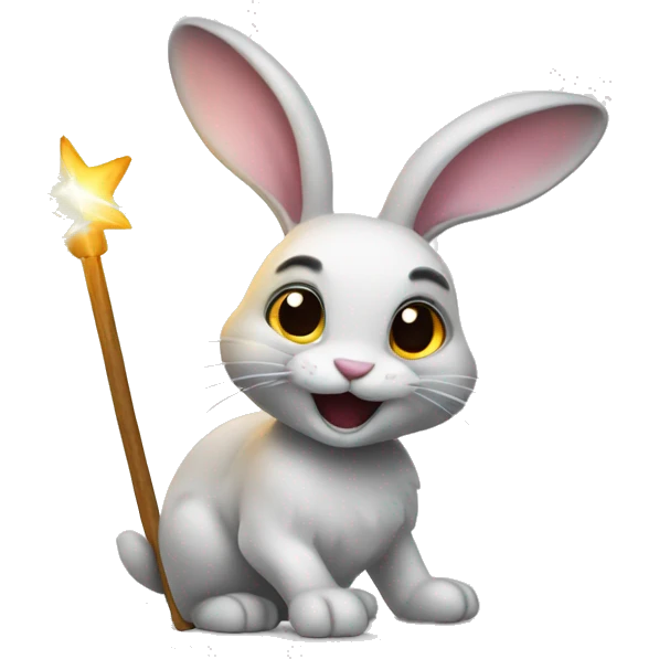 a rabbit with a magic wand emoji