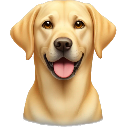 Yellow Labrador retriever with an orange ball that has different sized dimples in the ball emoji
