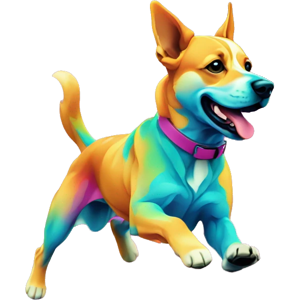 Vector art of a dog running made of vector multicoloured gradient shapes abstract shapes vector art emoji