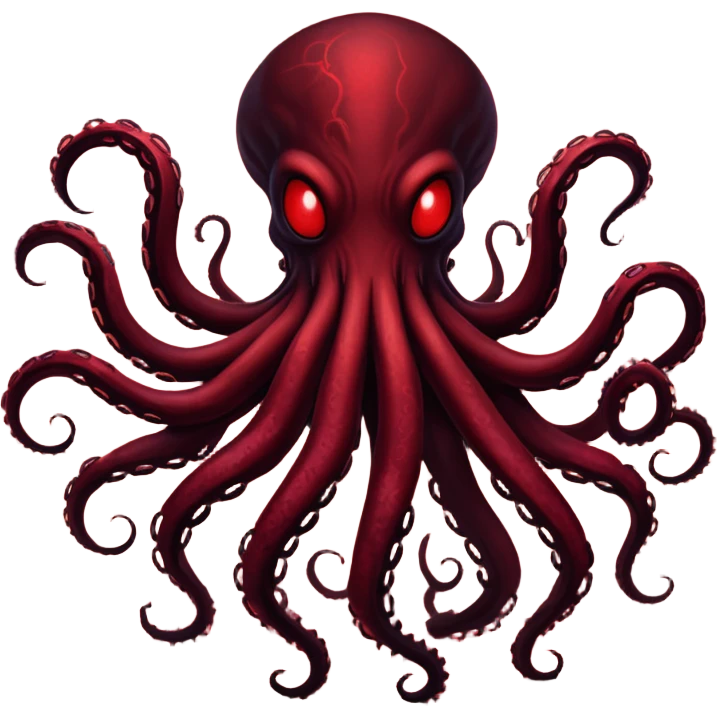 A giant shadow creature with spreading tentacles in a red stormy sky emoji