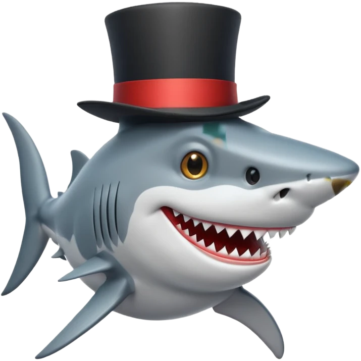 Shark with a top hat emoji