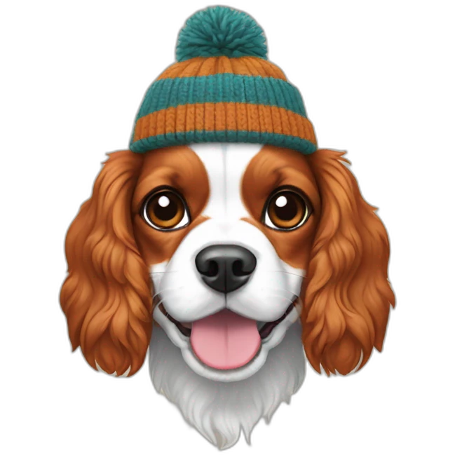 cavalier king charles wearing woolly hat emoji