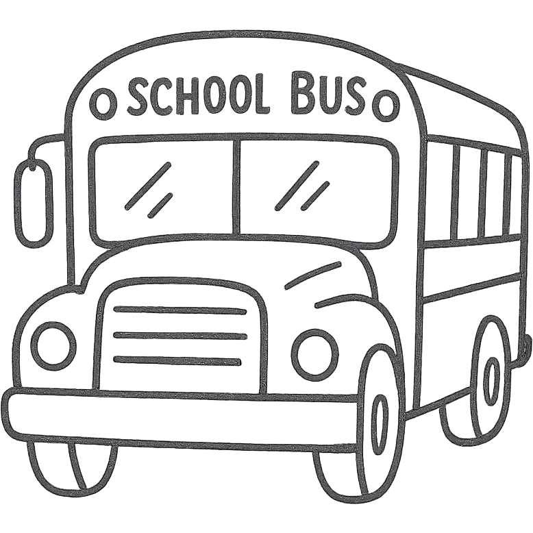 hand drawn outlined school bus icon with no fill emoji