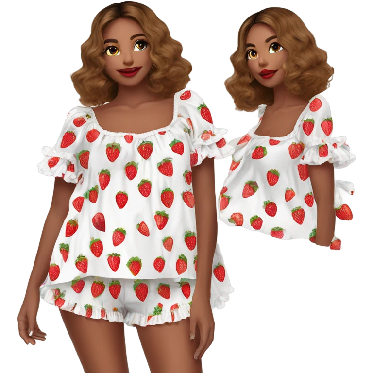 coquette strawberry babydoll blouse with ruffle sleeves and bottom emoji