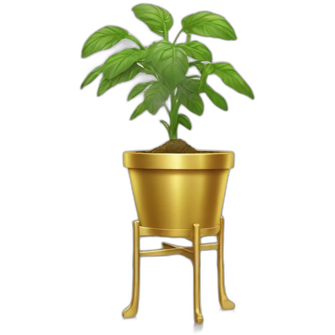 divine plant in a flower pot in golden on a stand with four feet emoji