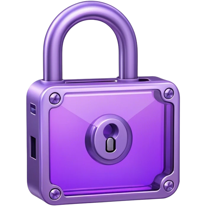 Holographic and glassmorphic purple lock emoji