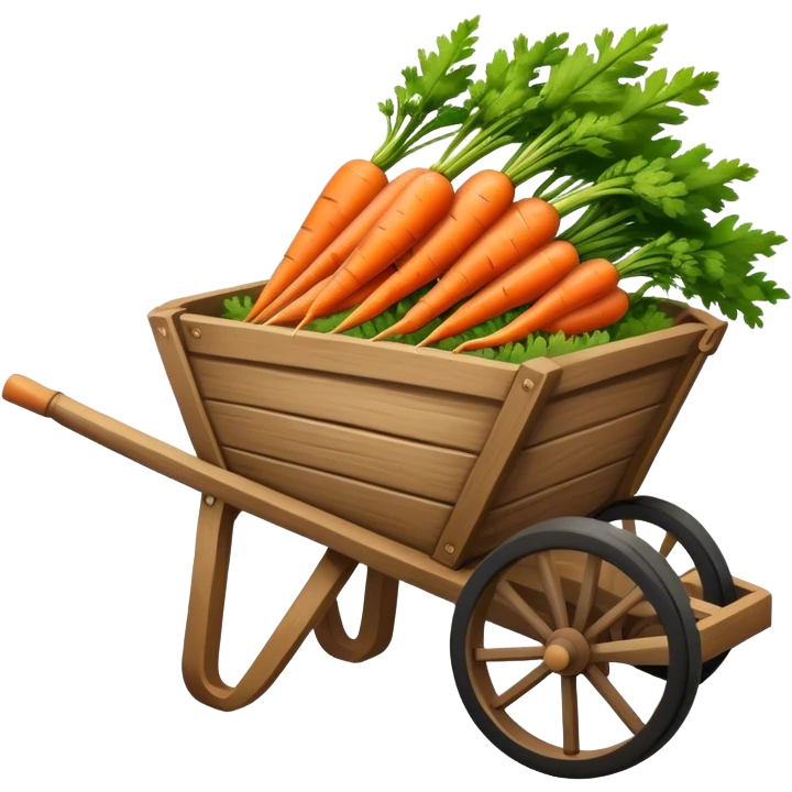 carrots in a wooden  wheelbarrow  emoji