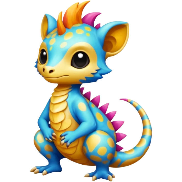 a colorful edgy cute vernid-fionbri-creature with splash patterns full body emoji