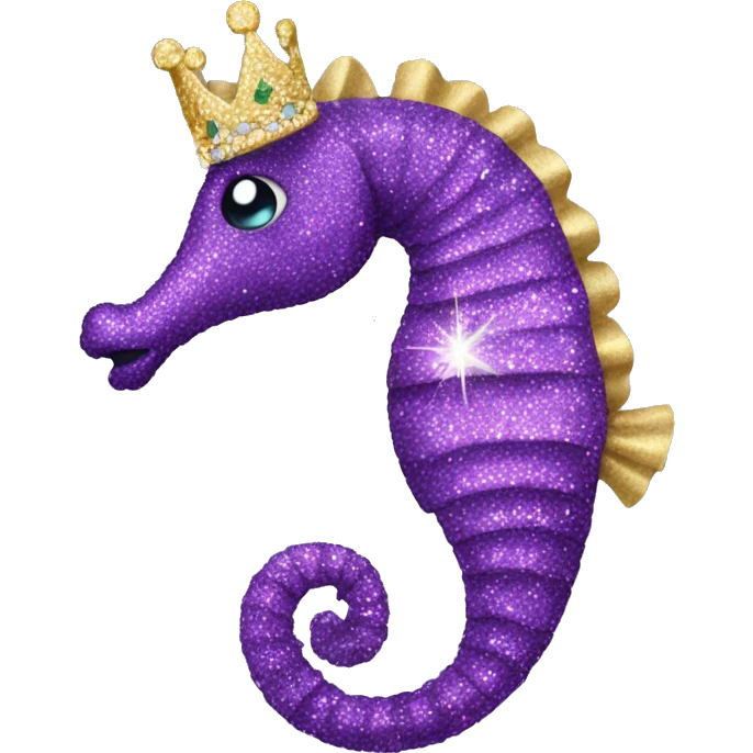 purple sparkly seahorse with a tiara  emoji
