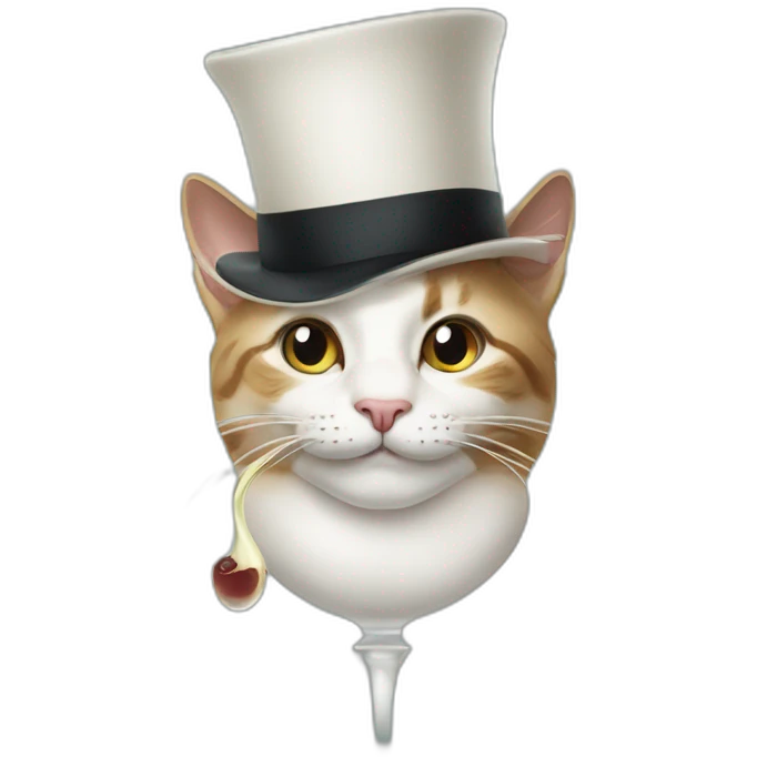 Cat in a tophat drinking milk from a wine glass emoji