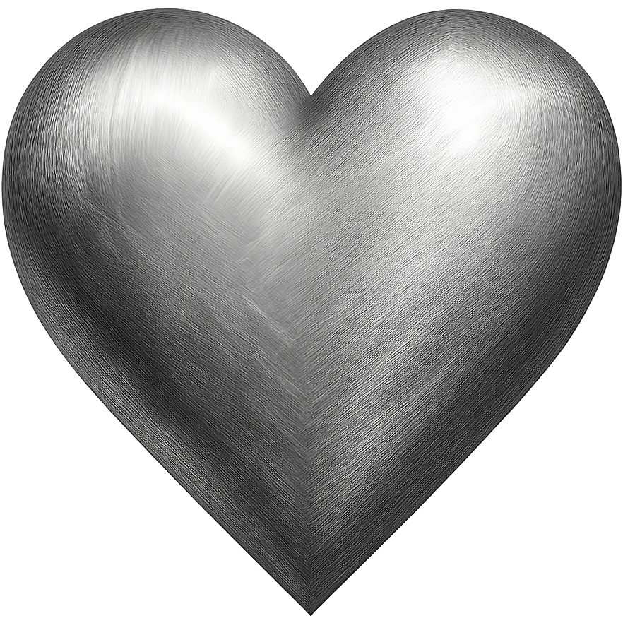 heart with a brushed metal finish, realistic digital art style, no background emoji