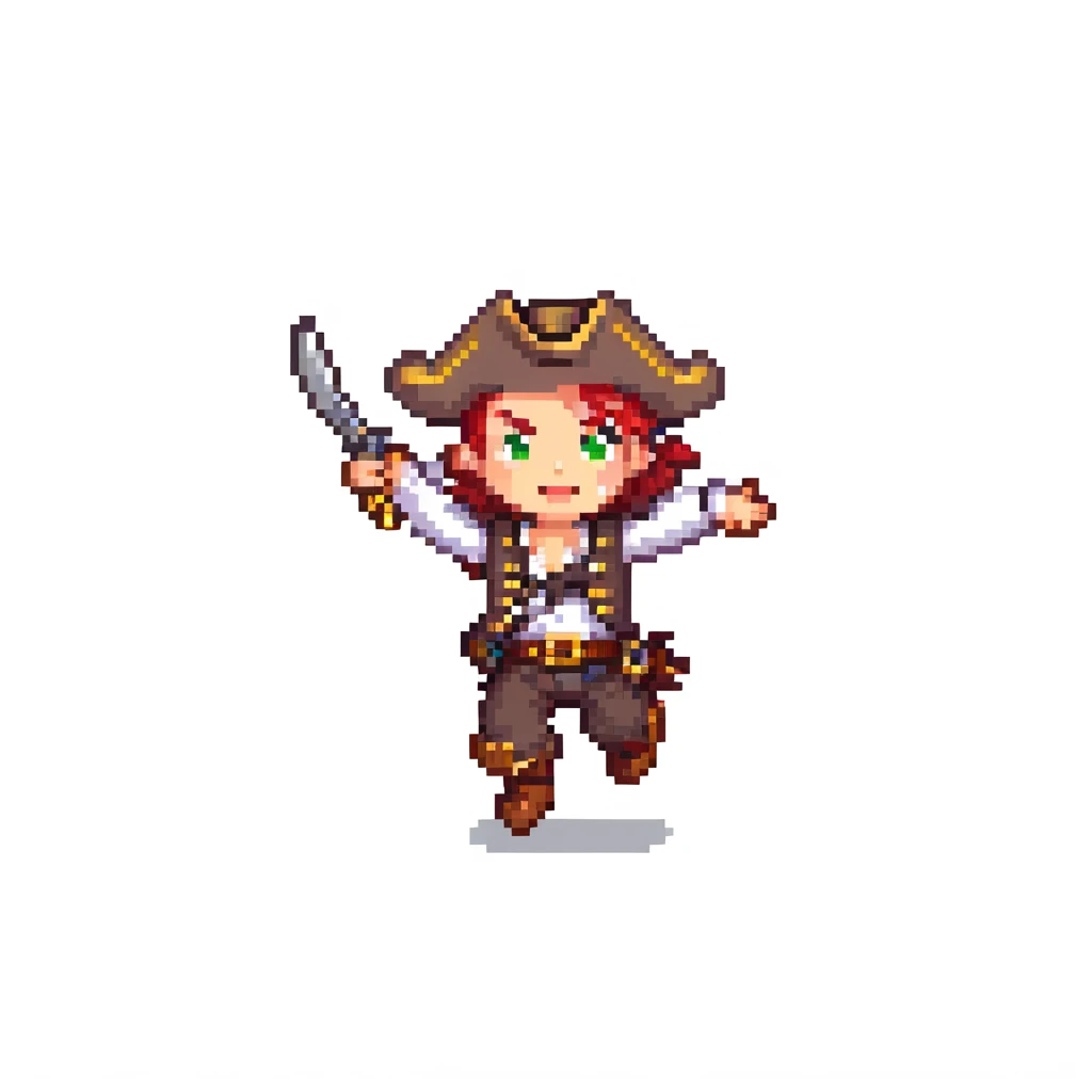 pirate character jumping animation, 32-bit style, game sprite, mid-air emoji