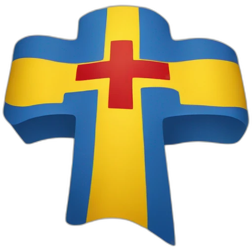 flag emoji with a blue Scandinavian cross with a red outline on a yellow background Ingermanland emoji