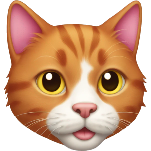 A red-haired cat with a pink nose emoji