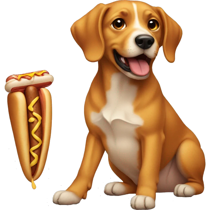 Dog eating hot dog emoji