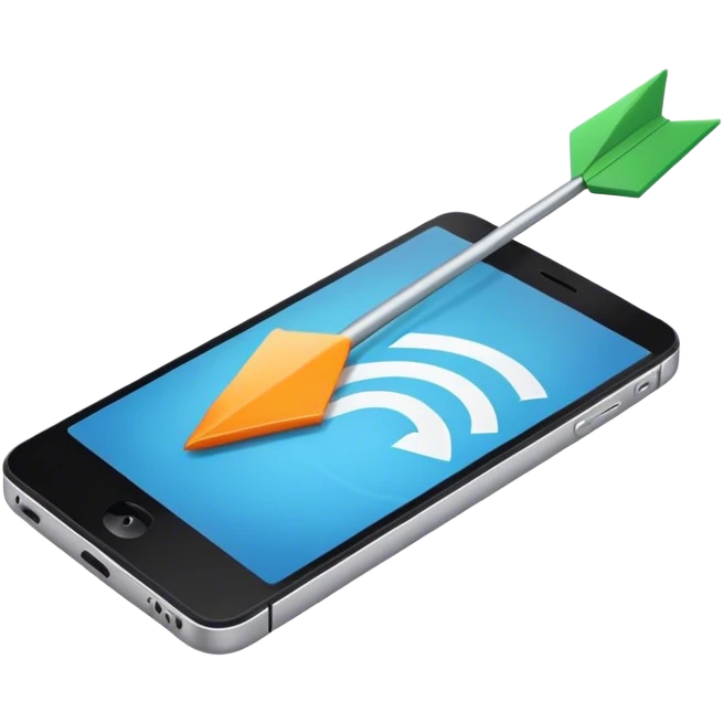 mobile phone and arrow emoji
