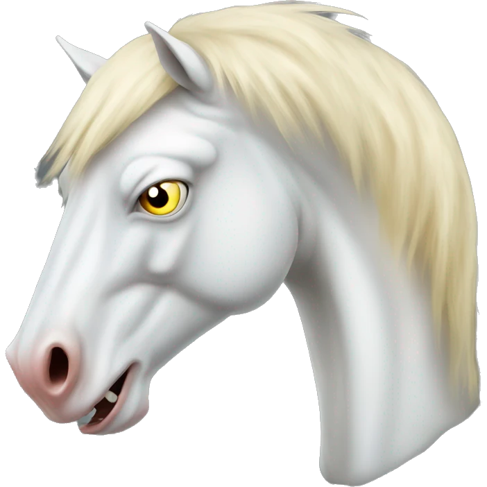 very long wild angry mad albino horse head emoji