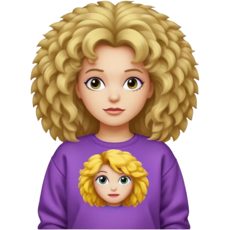 80s girl, big hair, 80s inside out sweatshirt emoji