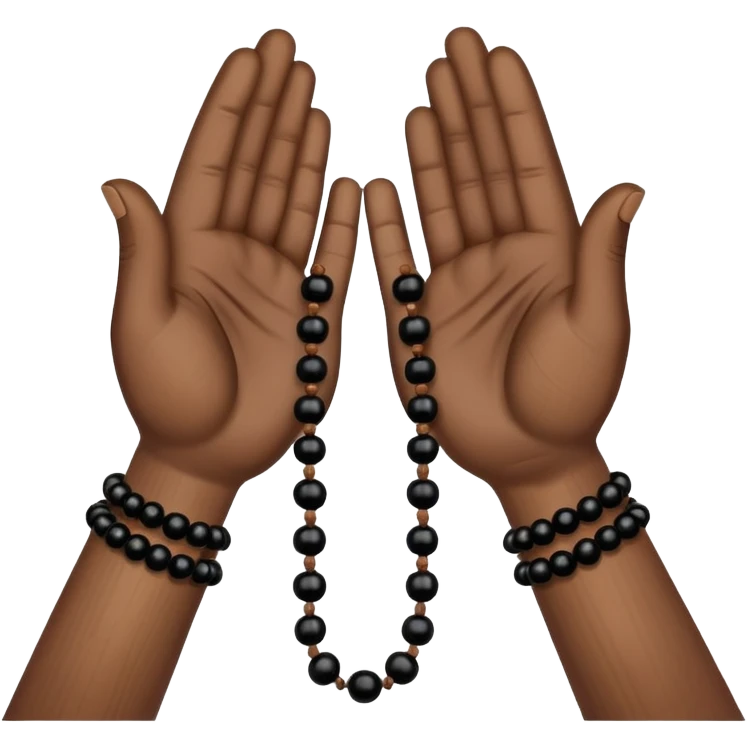 Black hands with prayer beads  emoji