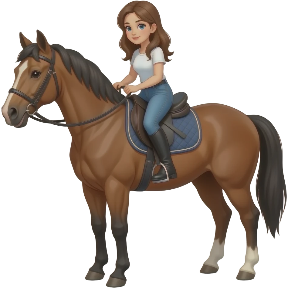 girl rigging horse backeards emoji