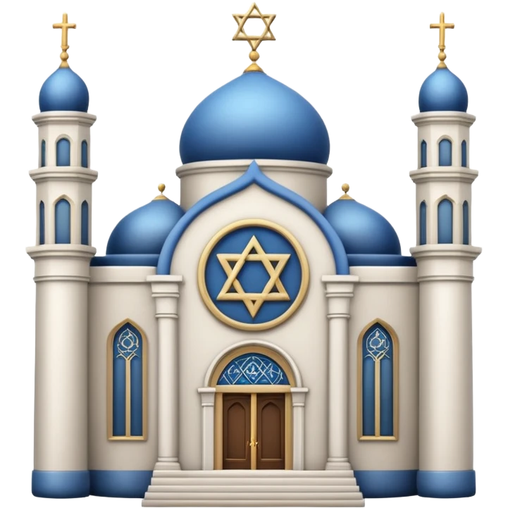 reform jewish synagogue similar in architecture to historical churches (pretty and magnificent), white in color, in ios emoji style emoji