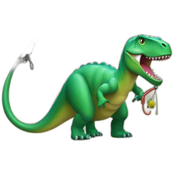 Dinosaur  with fishing hook emoji
