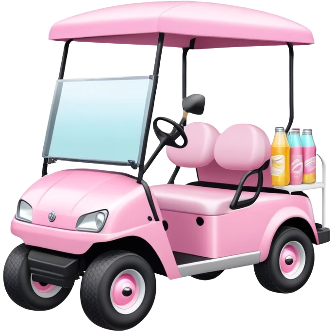 pink golf cart with cute canned drinks emoji
