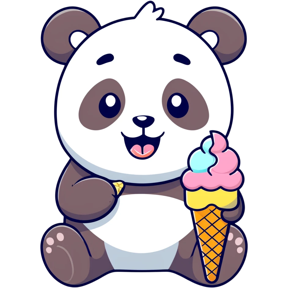Panda eating ice cream emoji